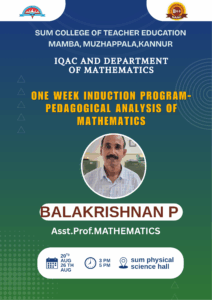 Induction Programs – Pedagogical subjects and General Education 20/08/2025 to 26/08/2025